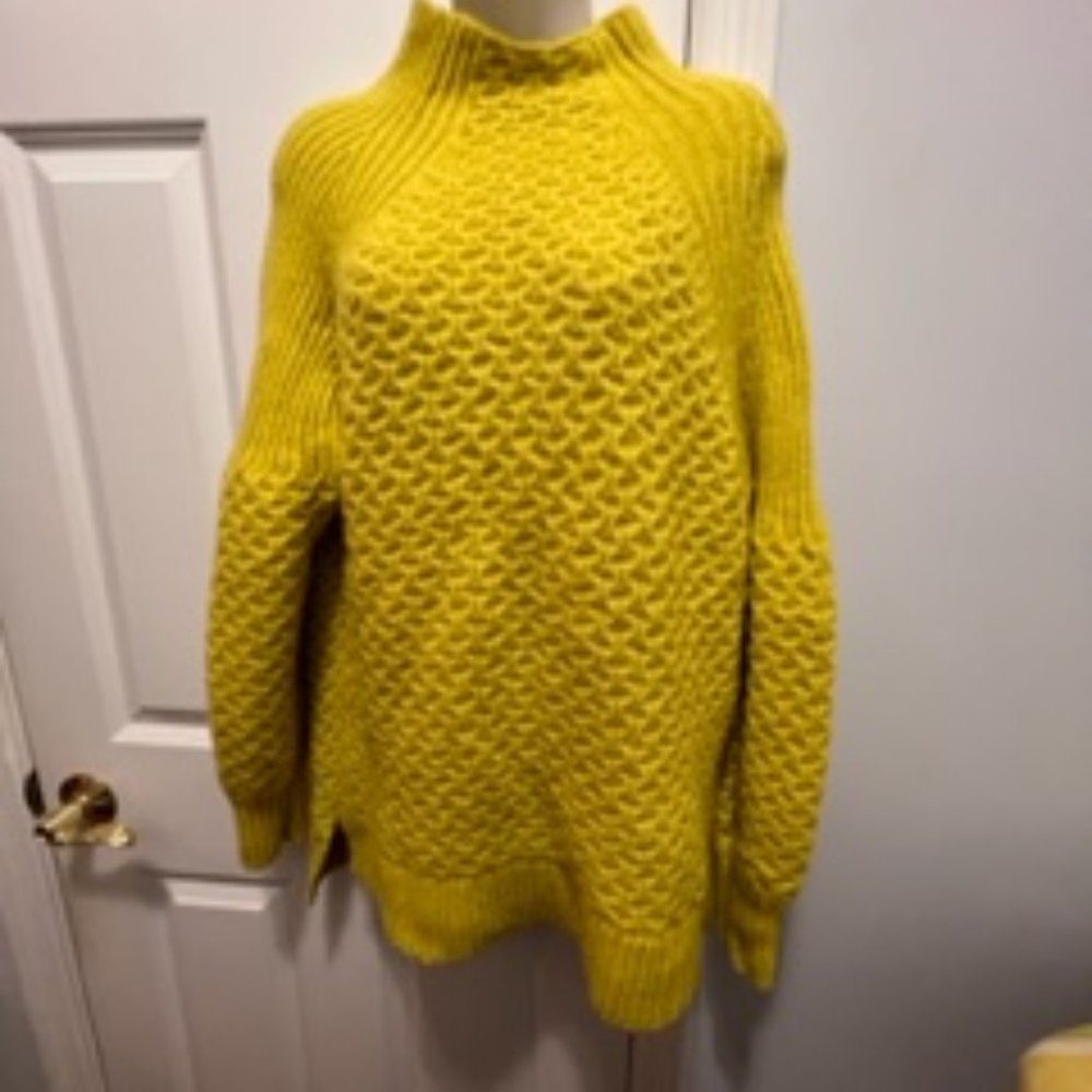 Anthropologie Bia Mock Neck Bright Lime Yellow Sweater Tunic Medium